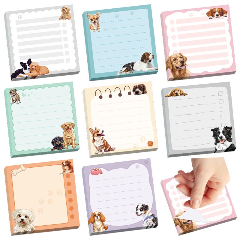 Leezead 600Pcs Cute Dog Sticky Notes, Cartoon Dog Animal Sticky Notes Kawaii Self-Stick Memo Pads for Dog Lover Office Home School Supplies - Image 1