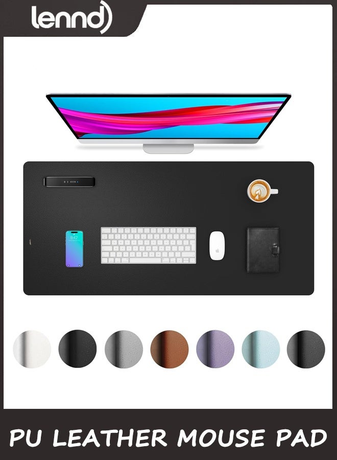 LENND Non-Slip PU Leather Waterproof Laptop Desk Pad Protector, Blotter Mat, Writing and Mouse Pad for Office & Home,Black,L 40cm x 80cm, Large - Image 1