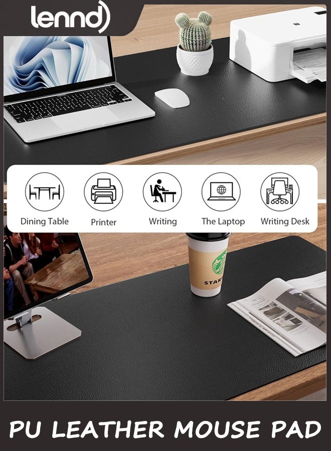LENND Non-Slip PU Leather Waterproof Laptop Desk Pad Protector, Blotter Mat, Writing and Mouse Pad for Office & Home,Black,L 40cm x 80cm, Large - Image 5