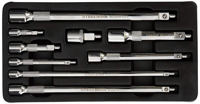 Steelman 9-Piece Magnetic Extension Set, Converts Standard Length Sockets into Magnetic Sockets, 1/4, 3/8, and 1/2-Inch Drive