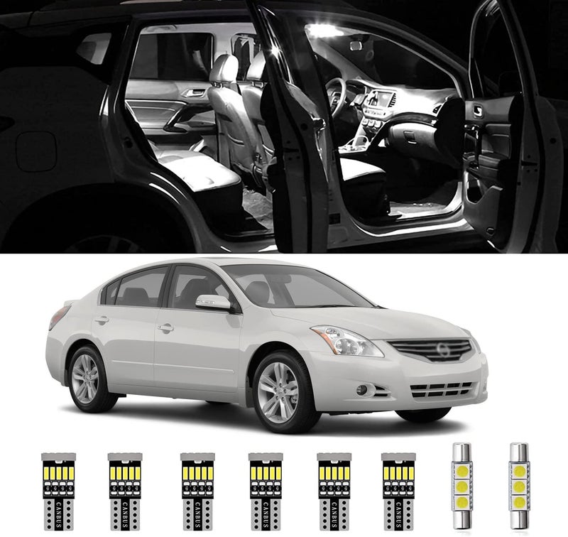 AWALITED 14pcs Altima Interior LED Lights Kit Ultra Bright Map Dome LED Replacement Bulbs for 2007 2008 2009 2010 2011 2012 Nissan Altima All Cab Sizes - Image 1