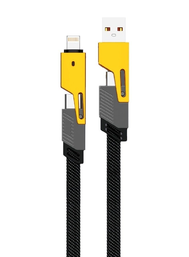 جولدن بلس كيبل شحن سريع عالمي 4 في 1 من قطعتين | توصيل طاقة حقيقي 65 واط | USB-C وUSB-A الى لايتنينج ونوع C | مضفر خالي من التشابك وجاهز لكاربلاي | لاجهزة ابل ايفون وايباد وماك بوك وسامسونج جالكسي - Image 2