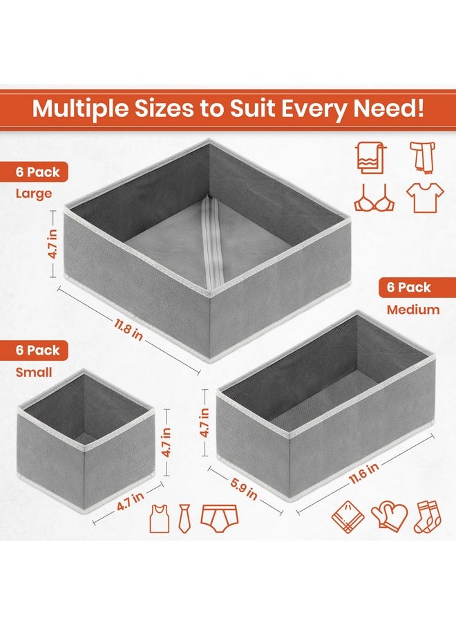 RFAQK RFAQK 18 Pack Drawer Organizer Clothes-3 Sizes Dresser Organizer for Underwear Closet, Baby Clothes Organizer for Wardrobe-Foldable Fabric Drawer Dividers for Bedroom,Lingerie,Undies,Bra-Grey  - Image 3
