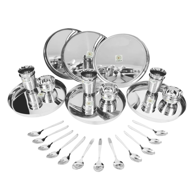 Coconut Stainless Steel (Heavy Guage) Delight Dinner Set/Dinnerware & Serveware - 30 Piece - Image 1