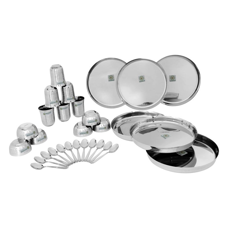 Coconut Stainless Steel (Heavy Guage) Delight Dinner Set/Dinnerware & Serveware - 30 Piece - Image 3