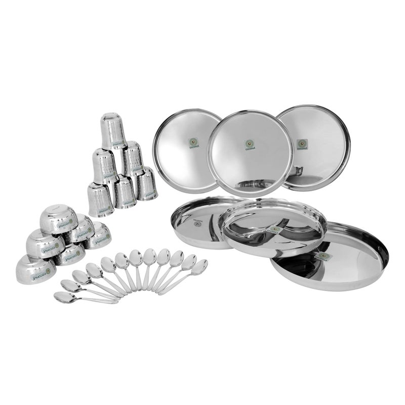 Coconut Stainless Steel (Heavy Guage) Delight Dinner Set/Dinnerware & Serveware - 30 Piece - Image 4