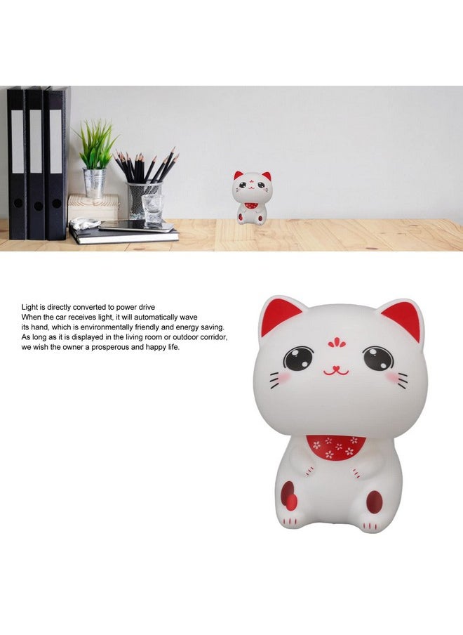 Zunate - Bobble Head Nodding Cat For Car Dashboard Solar Lucky Nodding Cat Car Decoration Cute Miniature Cat Figure Automobile Decoration Gifts For Men (With Large Eyes) - Image 1
