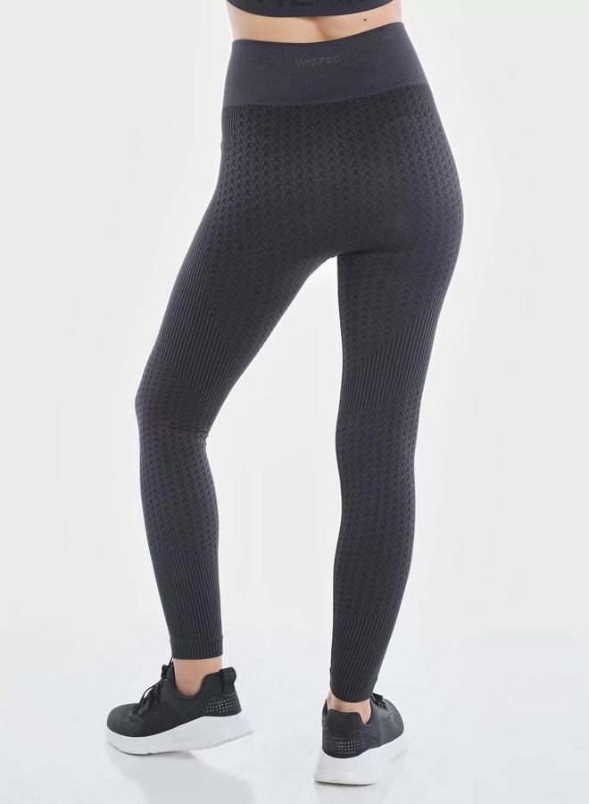 Wizard Women Black Textured Seamless Leggings - Image 2