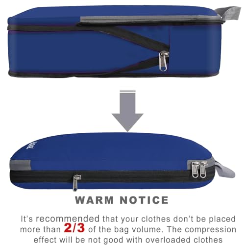 BAGAIL مجموعة BAGAIL 4/6/8 قطع من مكعبات التعبئة المضغوطة - ملحقات السفر - منظمين قابلين للتوسيع (نمط قماش، 4-كحلي) - Image 4