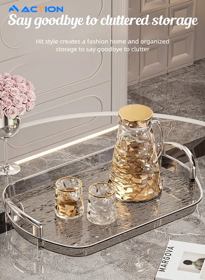 ACTION Set Of 3 Serving Trays W/Handles Breakfast Serving Trays Afternoon Tea Tray Decorativedisplay Tray Set Food Tray Butler Serving Tray For Kitchen Party Dinner Snack - Image 3