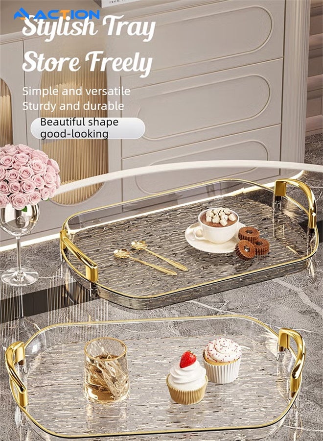 ACTION Set Of 3 Serving Trays W/Handles Breakfast Serving Trays Afternoon Tea Tray Decorativedisplay Tray Set Food Tray Butler Serving Tray For Kitchen Party Dinner Snack - Image 2