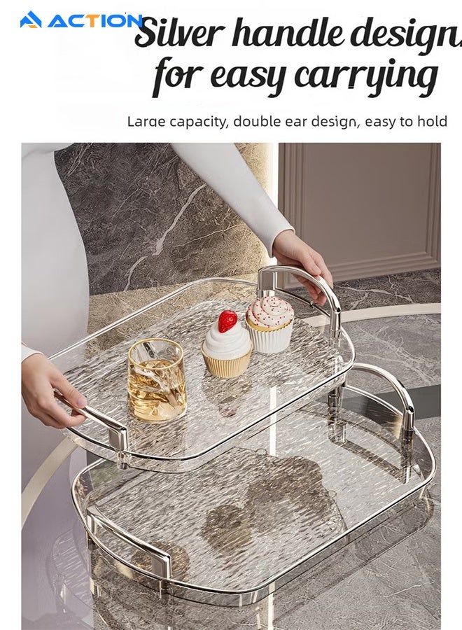 ACTION Set Of 3 Serving Trays W/Handles Breakfast Serving Trays Afternoon Tea Tray Decorativedisplay Tray Set Food Tray Butler Serving Tray For Kitchen Party Dinner Snack - Image 5