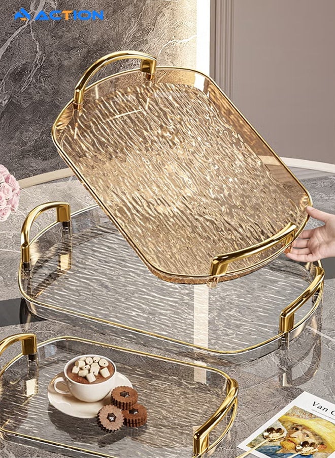 ACTION Set Of 3 Serving Trays W/Handles Breakfast Serving Trays Afternoon Tea Tray Decorativedisplay Tray Set Food Tray Butler Serving Tray For Kitchen Party Dinner Snack - Image 4