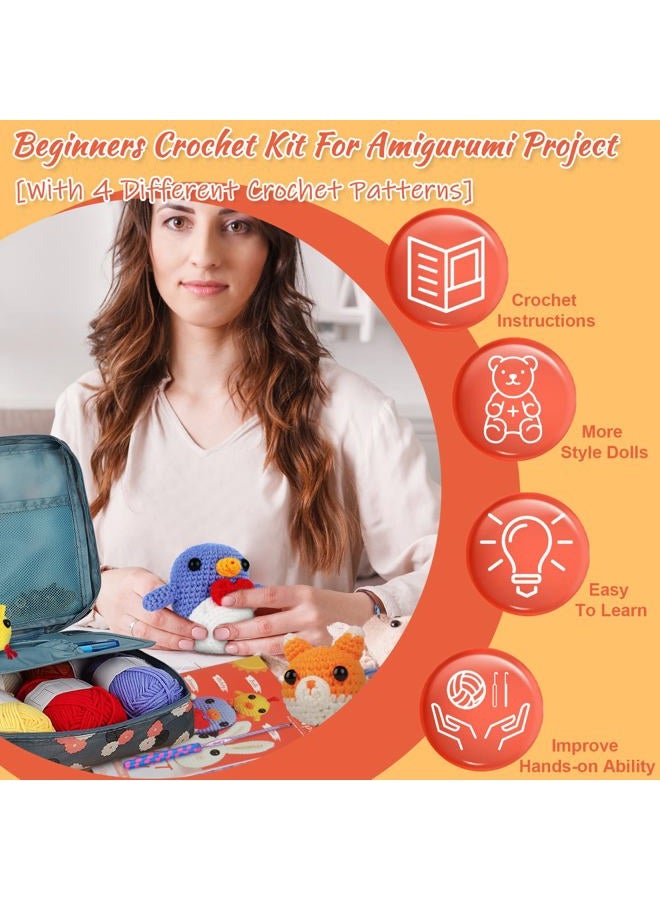 Coopay Crochet Kit for Beginners: 4 in 1 Crochet Animal Kit - Penguin, Chick, Rabbit & Fox, Crochet Set Beginner Crochet Starter Kit for Adults, Learn to Crocheting Knitting Kit Includes Instructions - Image 2