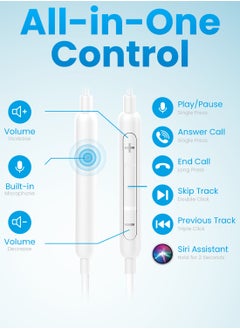 Remson Remson Wired Mono Single MFi Lightning Connector Headphone Earphone Earbud with In-Line Remote Compatible for iPhone 13 12 11 Pro Max iPhone X XS Max XR - White  - Image 3