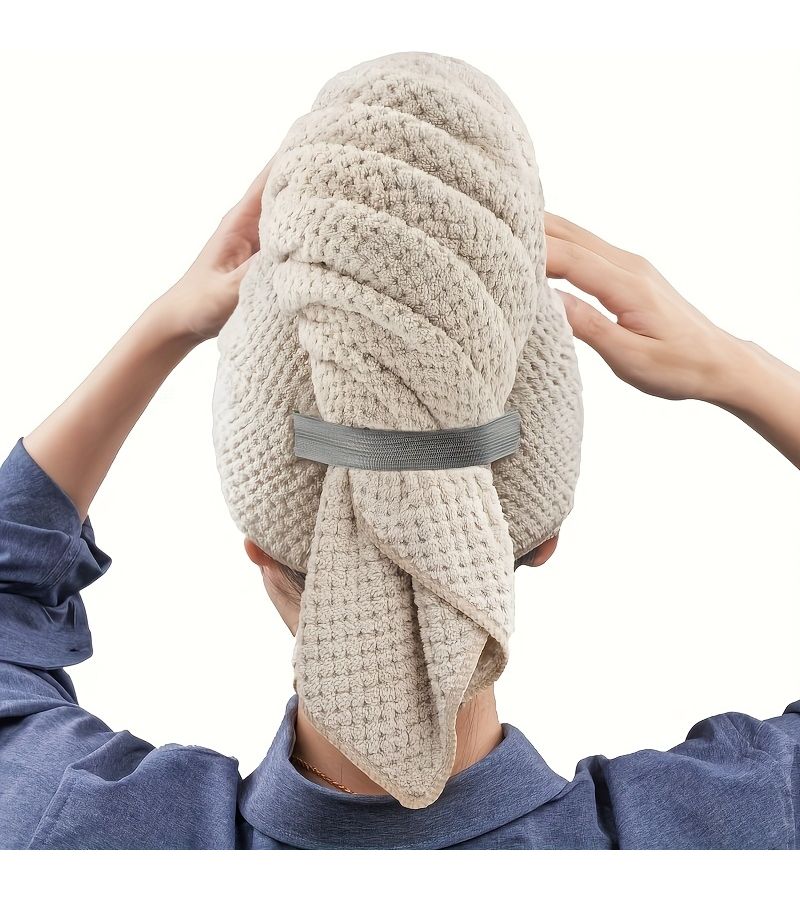 Milk White Quick Dry Microfiber Hair Towel Super Absorbent Hair Turban Wrap For Women - Image 3