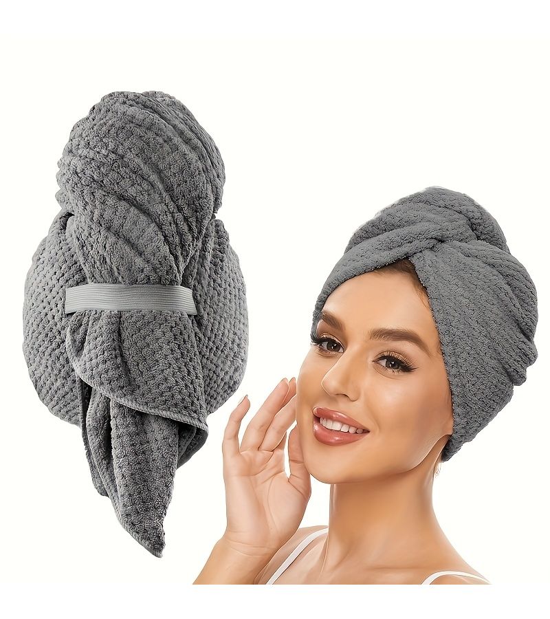 Milk White Quick Dry Microfiber Hair Towel Super Absorbent Hair Turban Wrap For Women - Image 2