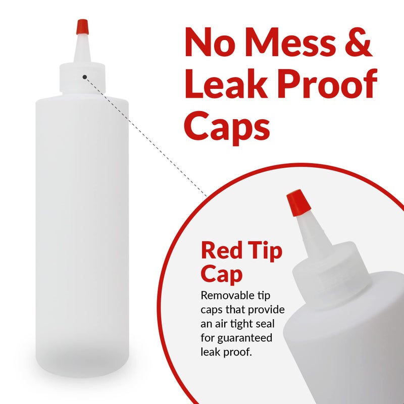Reli. Plastic Squeeze Bottles, 16 oz. | 10 Pack | Condiment Squeeze Bottles for Sauces | Clear w/Red Tip Cap | 16 Ounce Hot Sauce, Ketchup | Condiments, Olive Oil, Glue - Image 2
