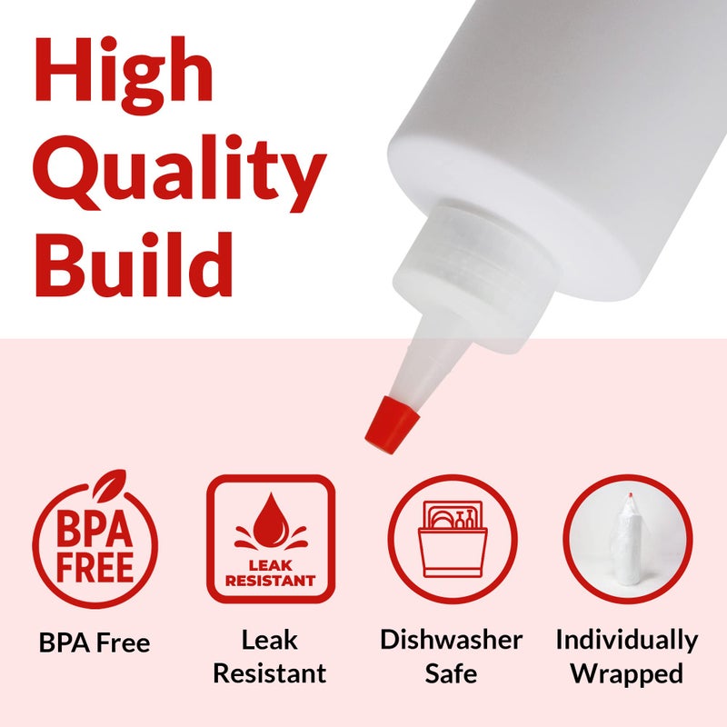 Reli. Plastic Squeeze Bottles, 16 oz. | 10 Pack | Condiment Squeeze Bottles for Sauces | Clear w/Red Tip Cap | 16 Ounce Hot Sauce, Ketchup | Condiments, Olive Oil, Glue - Image 5