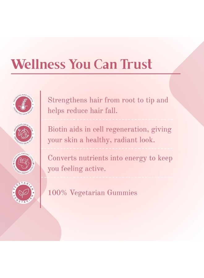 ROOTNRISEBLISS Beauty Biotin Gummies – Strawberry Flavour | With Hyaluronic Acid, Aloe Vera, Amla, Grape Seed & Vitamins C, B6, B12 | For Hair Growth, Glowing Skin & Strong Nails | 30 Vegetarian Gummies (Pack of 1) - Image 4