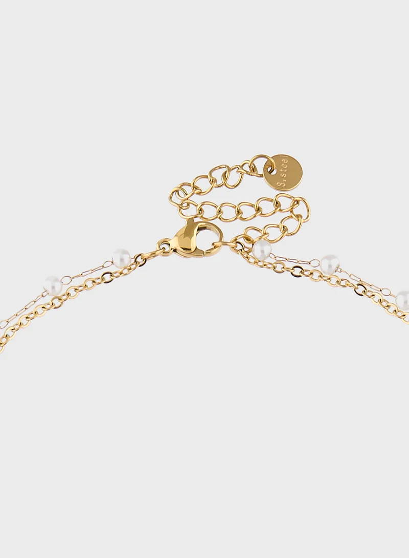 Staurtz Little Heart Pearl Necklace - Red