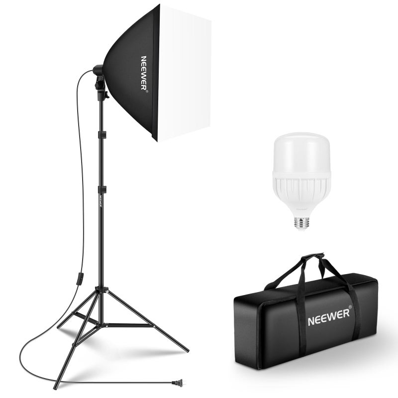 Neewer Neewer NEEWER 350W Equivalent Softbox Lighting Kit, 5700K LED Light Bulb, 24x24 inches Softbox with E26 Socket, - Image 2