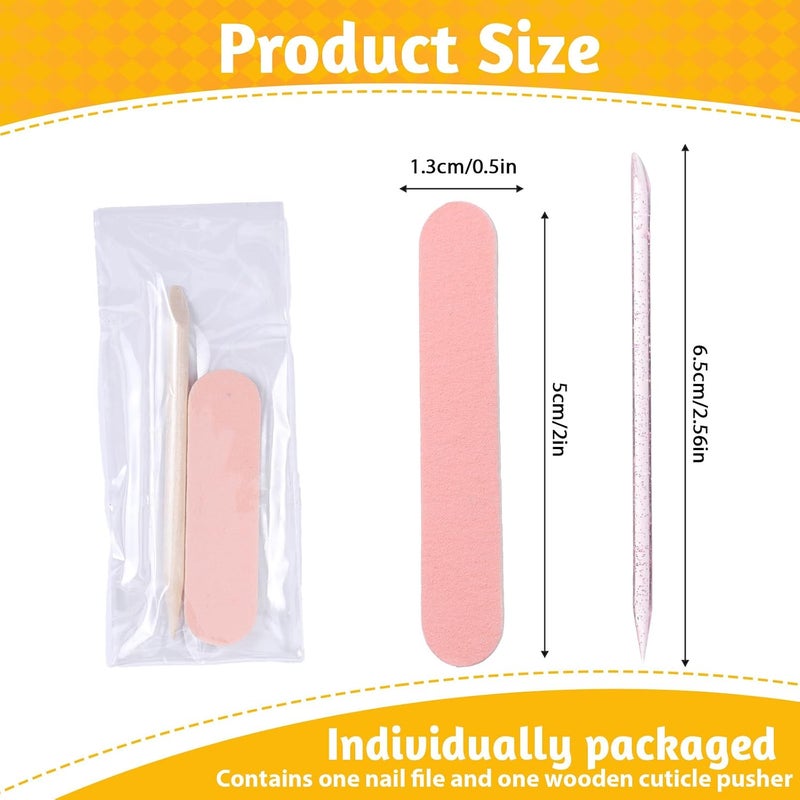 Ajcotahm 20 Sets Disposable Manicure Kit, Mini Nail Files Disposable Cuticle Pusher Stick Mini Buffer for Press on Nails Double Sided Nail Files Manicure Pedicure Tools - Image 2