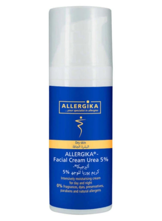 Allergika Facial Cream Urea 5% – 50ml Hydrating & Soothing Face Moisturiser - Image 1
