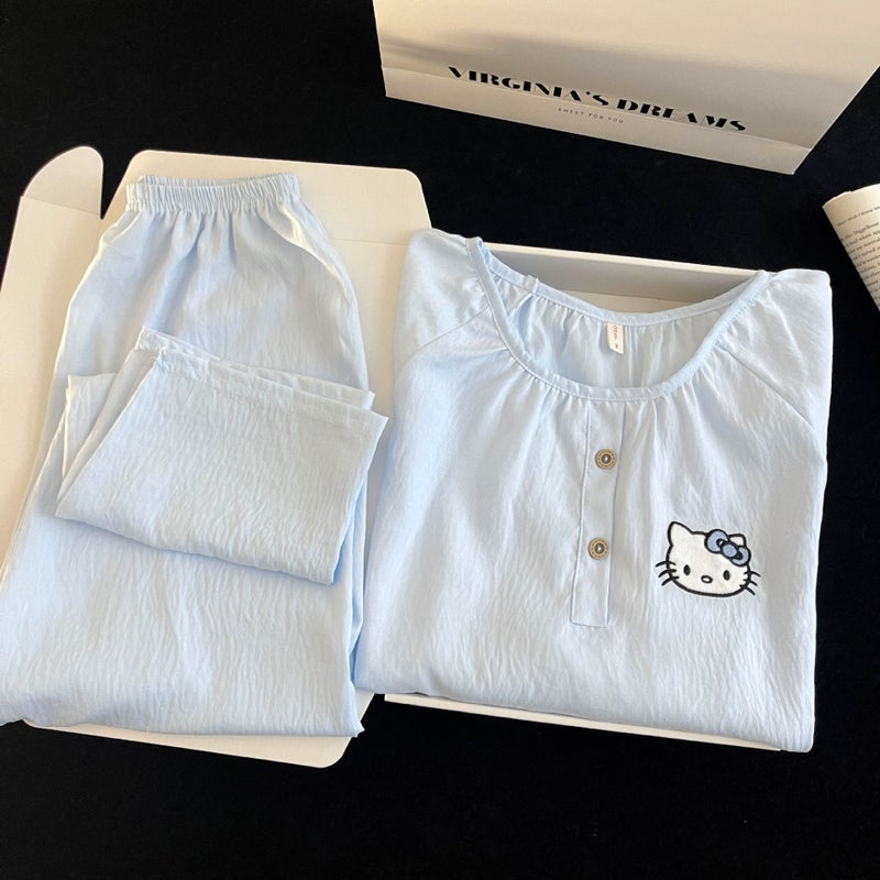 Women's Cloud Cotton Pyjama Set, Round Neck, Long Sleeve, Long Pants - Image 3