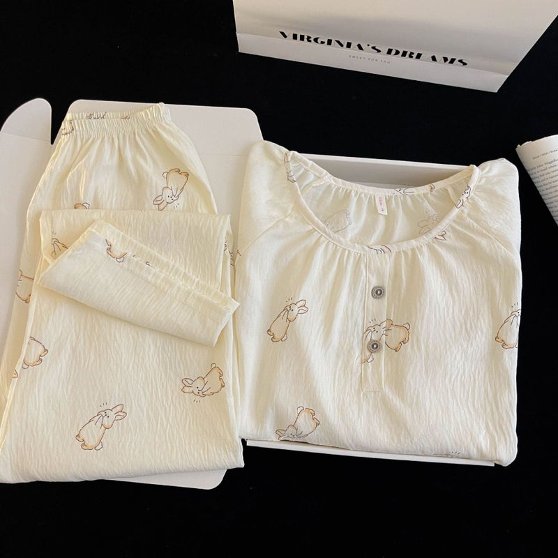 Women's Cloud Cotton Pyjama Set, Round Neck, Long Sleeve, Long Pants - Image 5