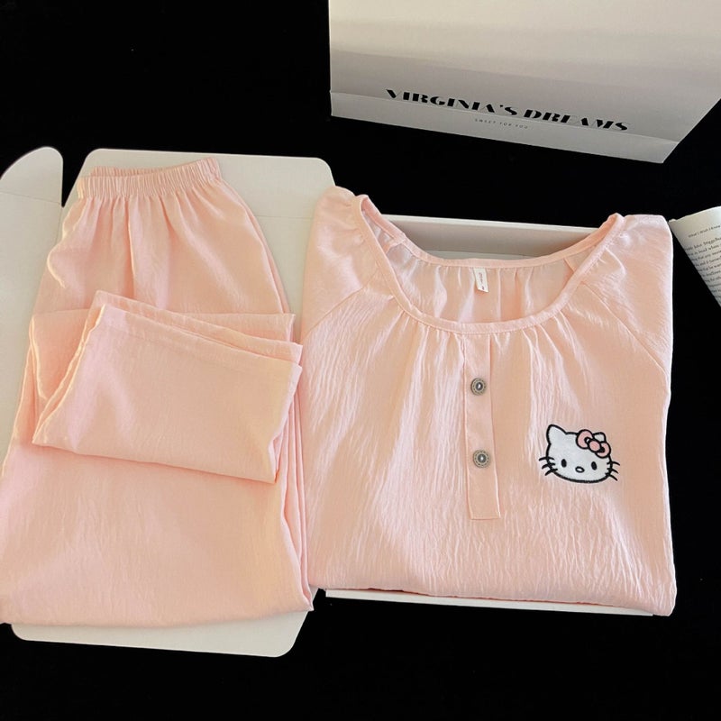 Women's Cloud Cotton Pyjama Set, Round Neck, Long Sleeve, Long Pants - Image 4
