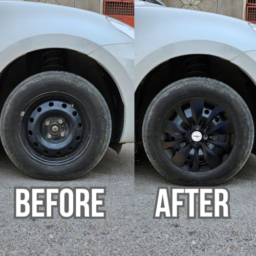 Prigan 15 Inch Black Wheel Cover/Wheel Cap Universal Model (Set of 4 Pcs) for All 15 Inch Cars (Press Fitting) Model-Baleno Black 15 - Image 3
