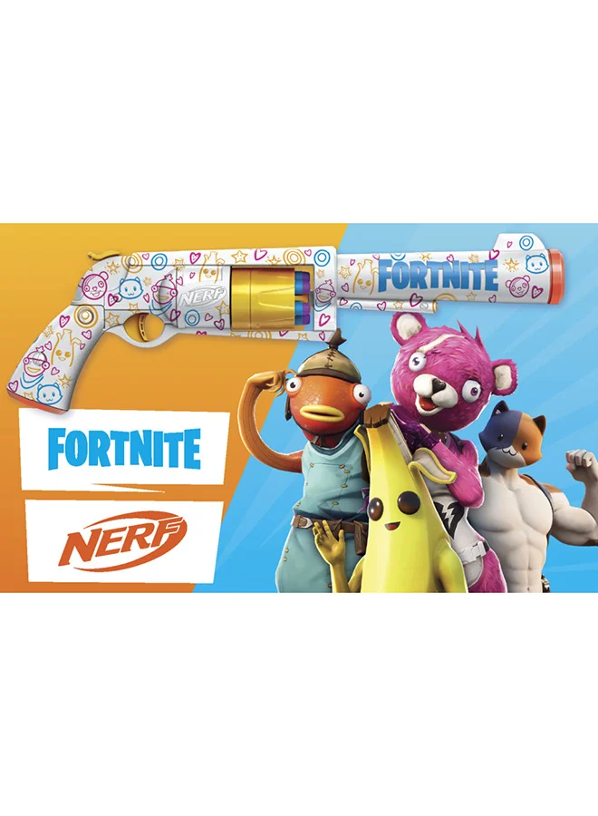 NERF Nerf Fortnite Frenz 4 Ever Blaster, Bonus Code To Unlock Frenz 4 Ever Wrap in the Game, 6 Nerf Elite Darts, 6-Dart Drum, Fortnite Gifts