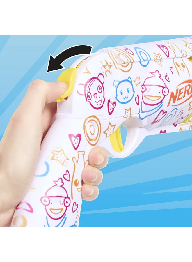 NERF Nerf Fortnite Frenz 4 Ever Blaster, Bonus Code To Unlock Frenz 4 Ever Wrap in the Game, 6 Nerf Elite Darts, 6-Dart Drum, Fortnite Gifts