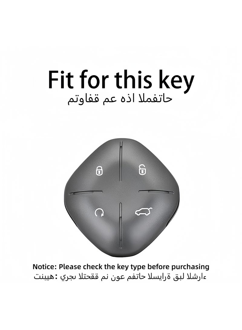 غطاء مفتاح سيارة جيتور داشينج (Jetour Dashing) X1 Plus DTC 2022-2026، حافظة حماية كاملة من مادة TPU الناعمة، غلاف مفتاح فاخر باللونين الأبيض والذهبي مع ميدالية جلدية، متوافق مع الإشارة. - Image 2