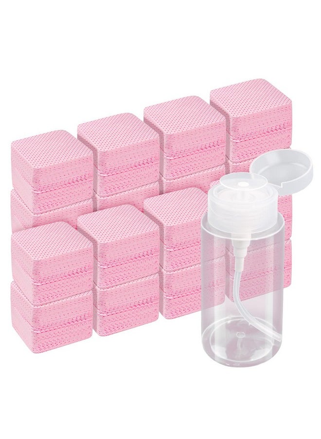 Jiasheng 1080 PCS Pink Lint Free Nail Wipes, Eyelash Extension Wipes, Super Absorbent Soft Non-Woven with a Pump Dispenser Bottle Disposable Nail Polish Remover for Polish Clean Acrylic Nails Remover  - Image 1