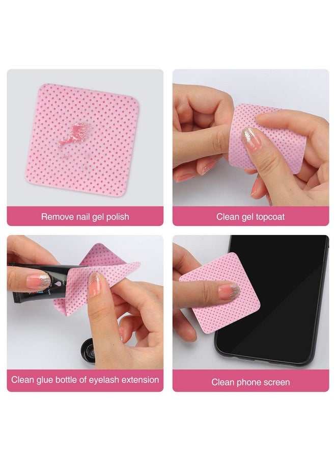 Jiasheng 1080 PCS Pink Lint Free Nail Wipes, Eyelash Extension Wipes, Super Absorbent Soft Non-Woven with a Pump Dispenser Bottle Disposable Nail Polish Remover for Polish Clean Acrylic Nails Remover  - Image 5