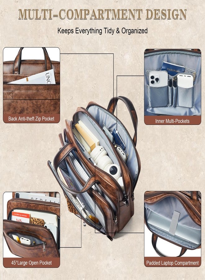 Shrrie Leather Messenger Bag for Men&Women 17 Inch Vegan Leather Laptop Bag,Water-Resistant Large Shoulder Satchel Office,Work - Image 5