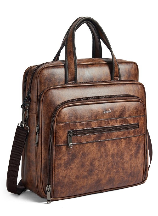 Shrrie Leather Messenger Bag for Men&Women 17 Inch Vegan Leather Laptop Bag,Water-Resistant Large Shoulder Satchel Office,Work - Image 1