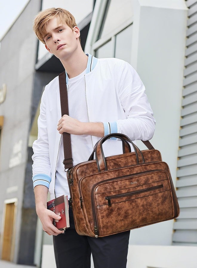 Shrrie Leather Messenger Bag for Men&Women 17 Inch Vegan Leather Laptop Bag,Water-Resistant Large Shoulder Satchel Office,Work - Image 3