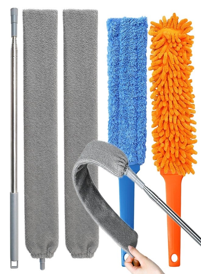 HDongany Gap Cleaning Feather Duster - 1 Pack 100 inch Telescoping Gap Dust and 2 Pack 15 inch Gap Cleaning Hand Dusters, Microfiber Feather Duster for House Hold - Image 1