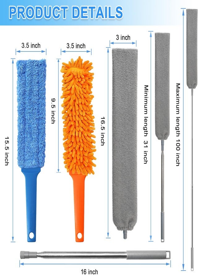 HDongany Gap Cleaning Feather Duster - 1 Pack 100 inch Telescoping Gap Dust and 2 Pack 15 inch Gap Cleaning Hand Dusters, Microfiber Feather Duster for House Hold - Image 2