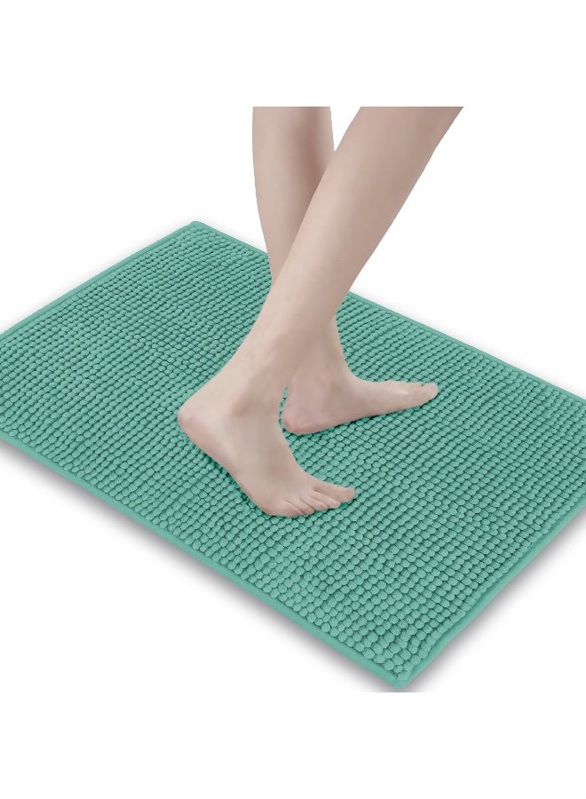 Lavish Touch Set of 2 Chenille 50 x 80 cms Non Slip Extra Soft Floor Rugs Turquoise - Image 2