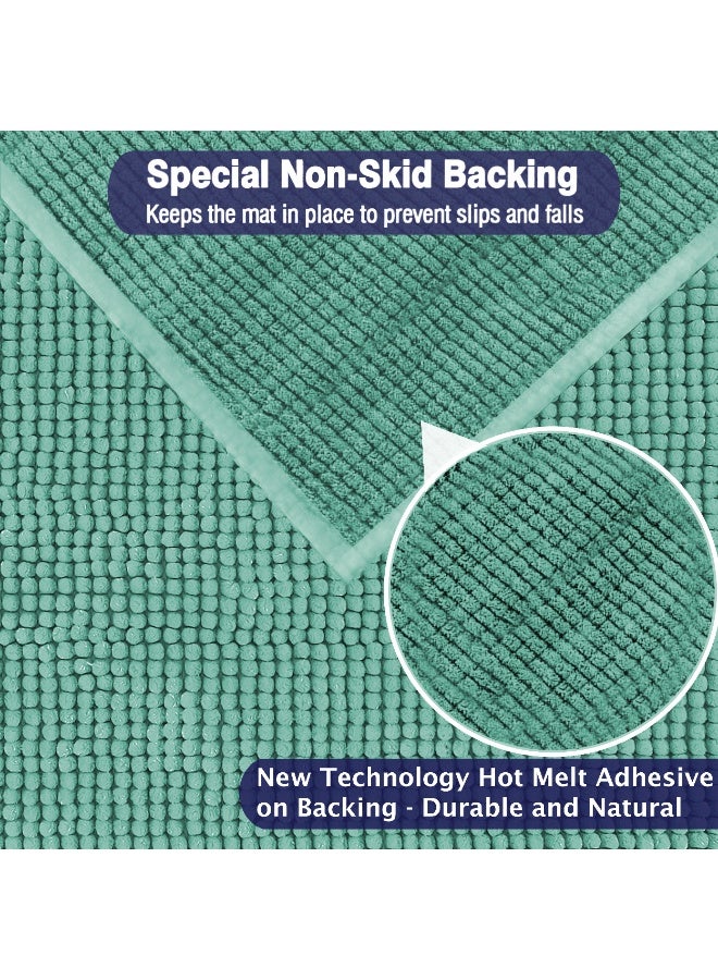 Lavish Touch Set of 2 Chenille 50 x 80 cms Non Slip Extra Soft Floor Rugs Turquoise - Image 5