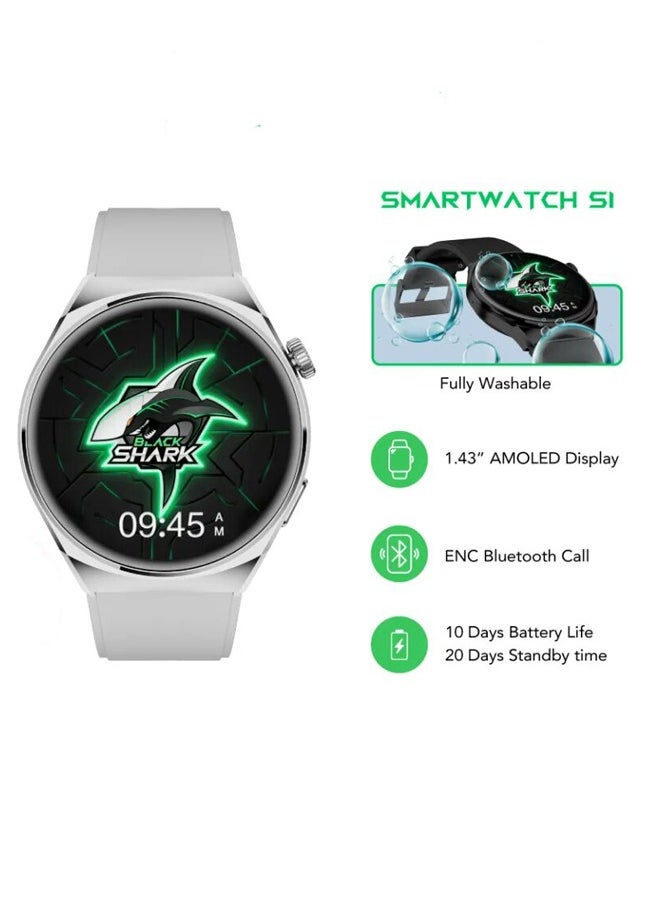 BLACK SHARK Smart Watch S1 With 1.43 inch Display,10-Day Battery Life, Fitness Tracker, Heart Rate, Sleep and Oxygen Monitoring & 100+ Sports - Silver  - Image 1