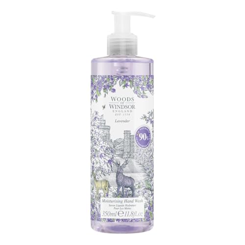 Woods of Windsor Lavender Hand Wash, Moisturizing Soap with Notes of Patchouli and Musk, Liquid Hand Soap with Pump to Help Soften and Moisturize Skin, Lavender Scent 350ml - Image 1