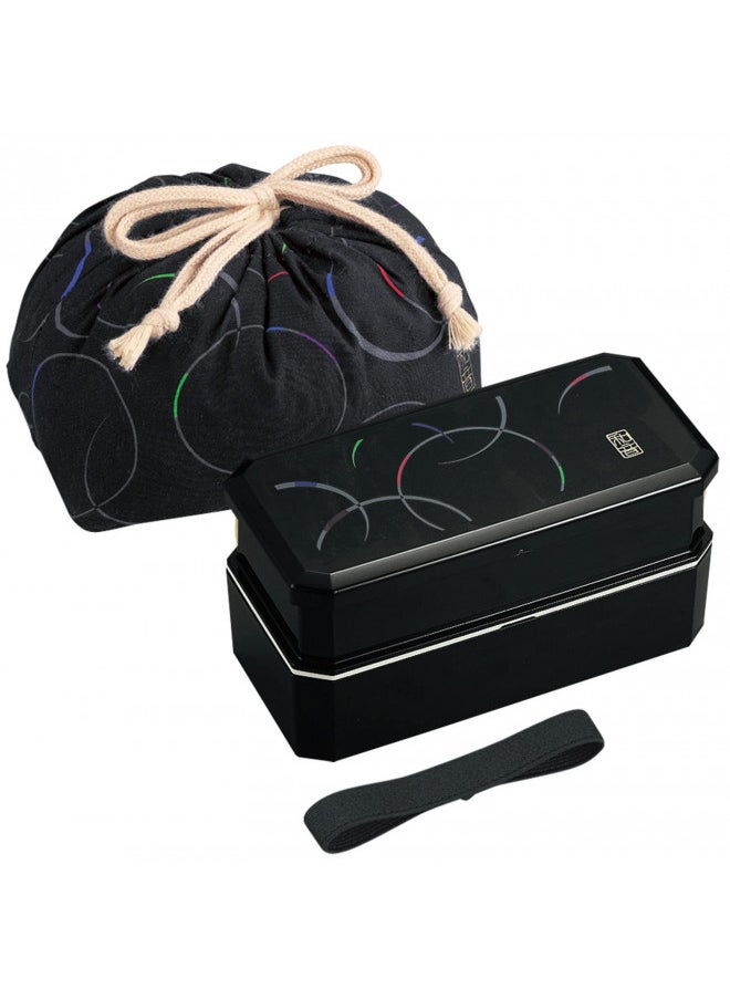 OSK OSK 1 X Cool Japanese Bento Lunch Box with Belt, Bag Chopsticks - Waon Black  - Image 1