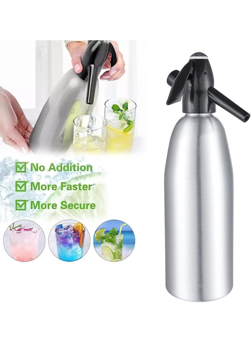Soda Siphon, 1 Litre Carbonated Water Machine, Seltzer Water Maker, Portable Aluminium Sparkling Water Maker for Making Homemade Juices, Mojitos, Cocktails, Drinks in Home Bars - Image 5
