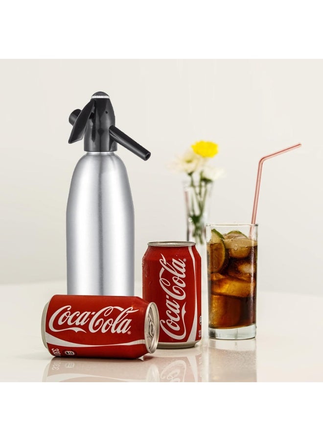 Soda Siphon, 1 Litre Carbonated Water Machine, Seltzer Water Maker, Portable Aluminium Sparkling Water Maker for Making Homemade Juices, Mojitos, Cocktails, Drinks in Home Bars - Image 2