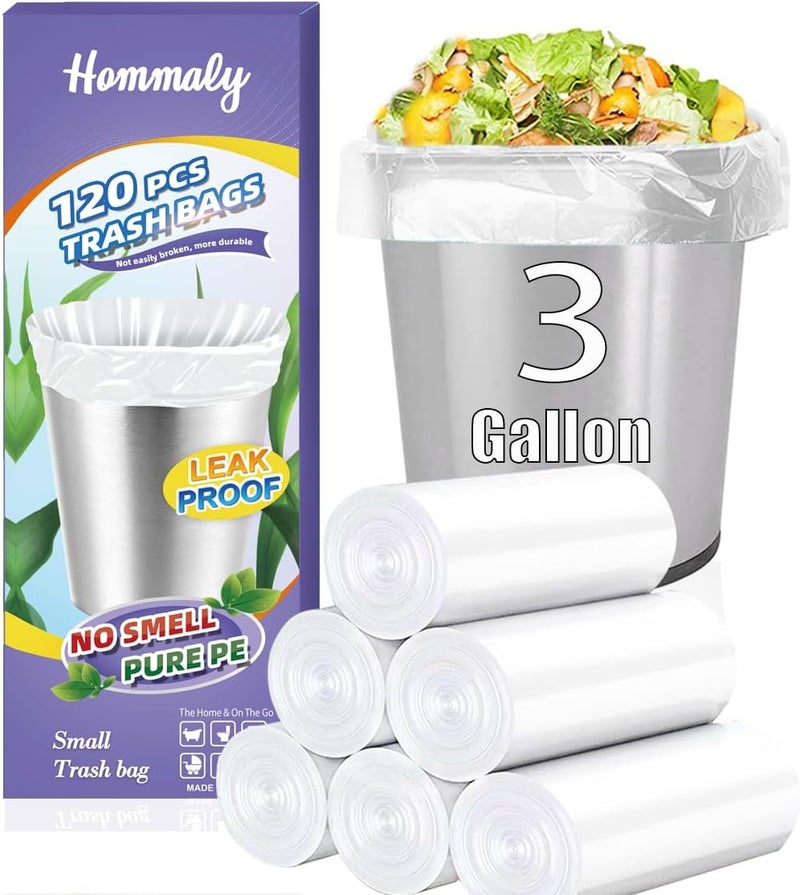 3 Gallon Small Clear Trash Bags - 120 Count - Image 1